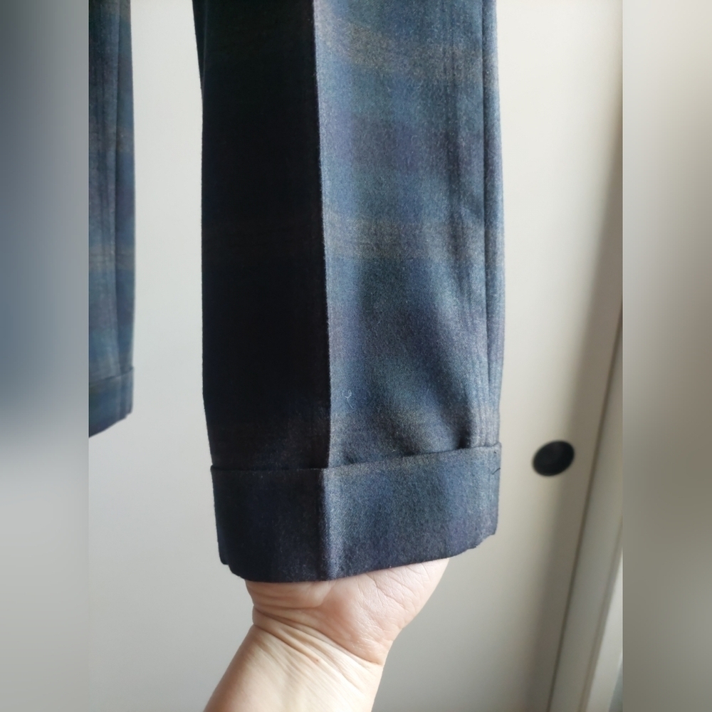 Jigsaw Wool Pant Navy Plaid Cuffed Uk 16 Us 12 Preppy Nwot — image 6 of 8